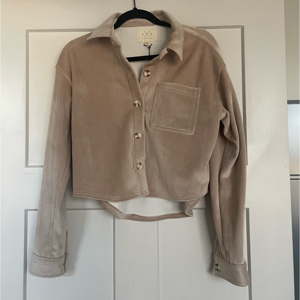 Vici button down taupe jacket
